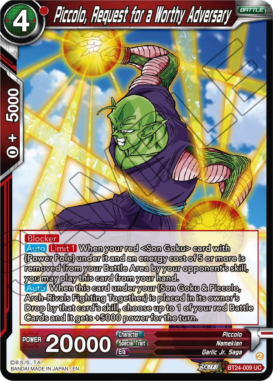 Piccolo, Request for a Worthy Adversary (BT24-009) [Beyond Generations] | North Valley Games