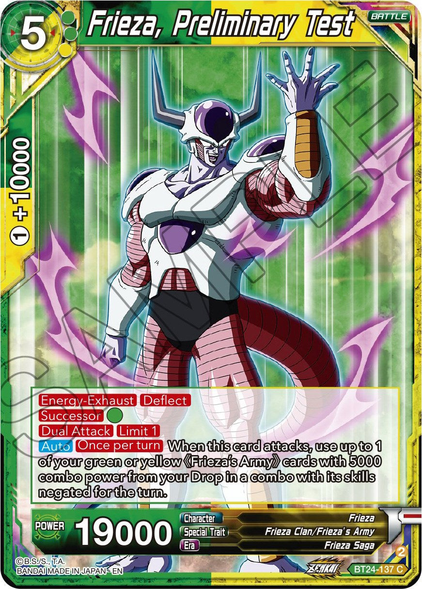Frieza, Preliminary Test (BT24-137) [Beyond Generations] | North Valley Games