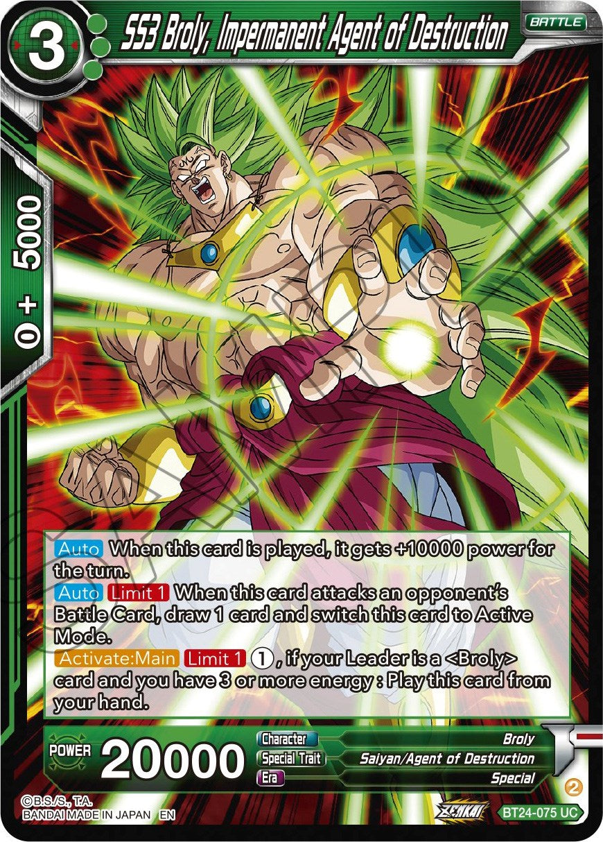 SS3 Broly, Impermanent Agent of Destruction (BT24-075) [Beyond Generations] | North Valley Games