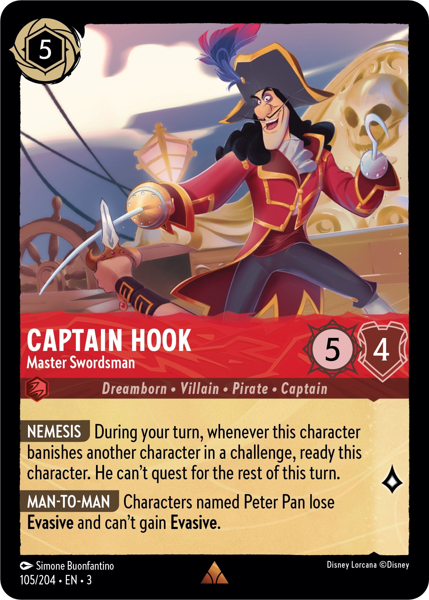 Captain Hook - Master Swordsman (105/204) [Into the Inklands] | North Valley Games