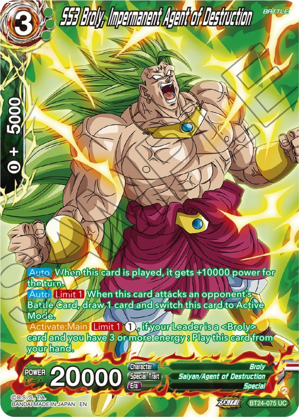 SS3 Broly, Impermanent Agent of Destruction (Collector Booster) (BT24-075) [Beyond Generations] | North Valley Games