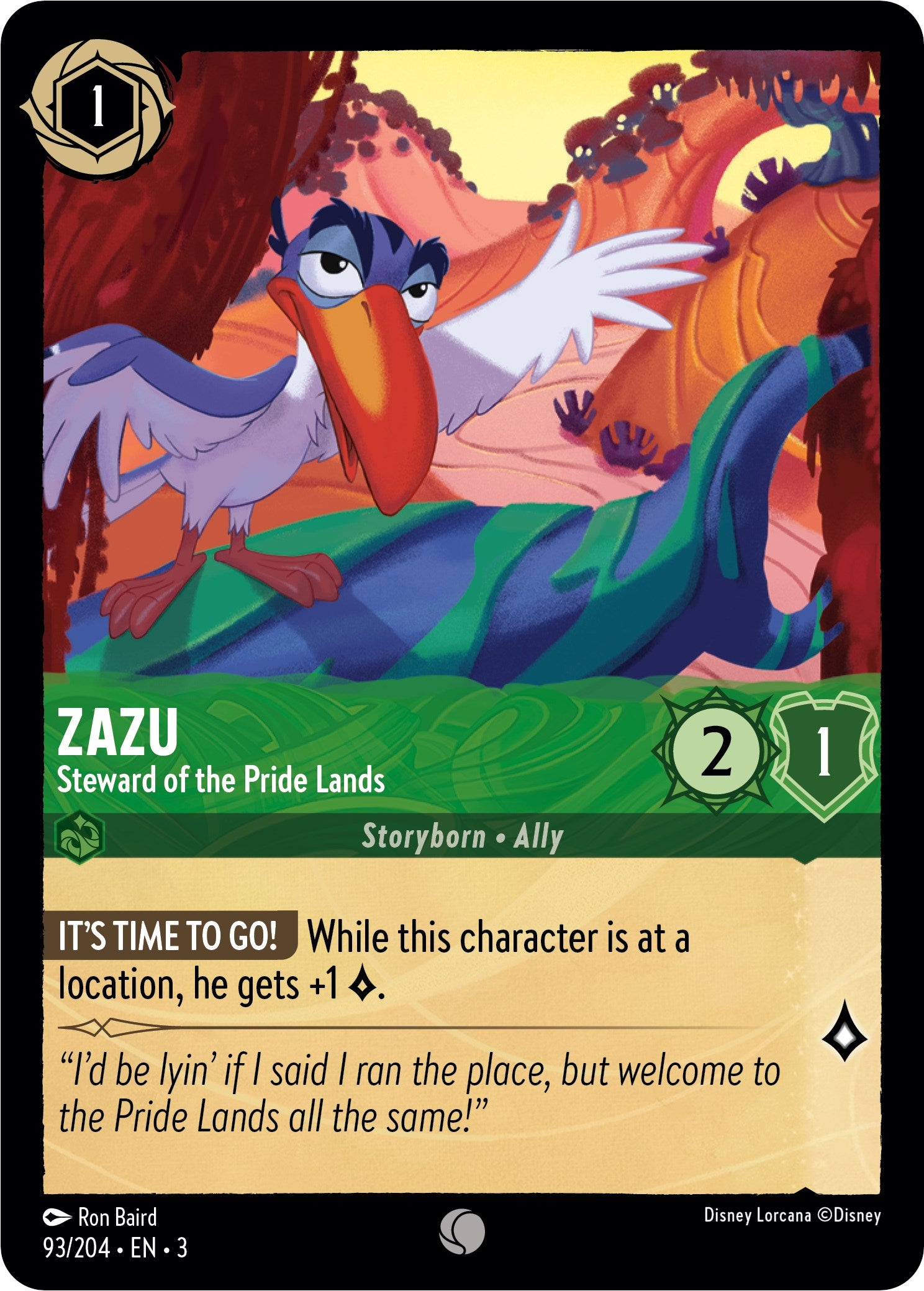 Zazu - Steward of the Pride Lands (93//204) [Into the Inklands] | North Valley Games