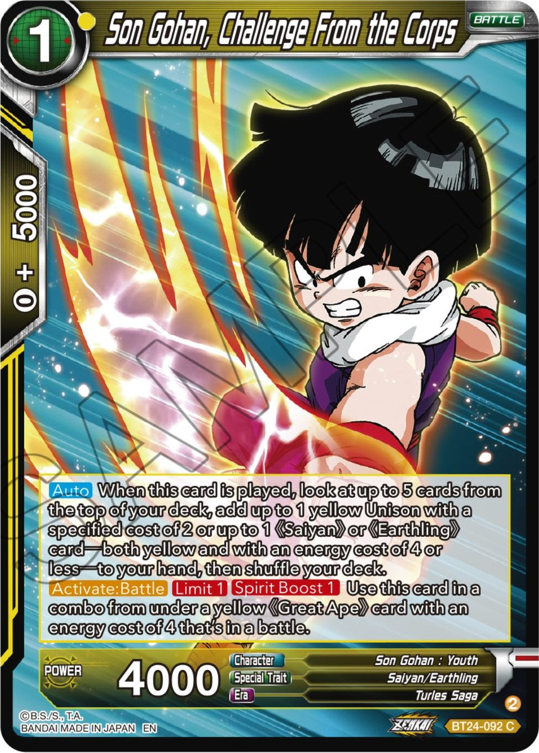 Son Gohan, Challenge From the Corps (BT24-092) [Beyond Generations] | North Valley Games
