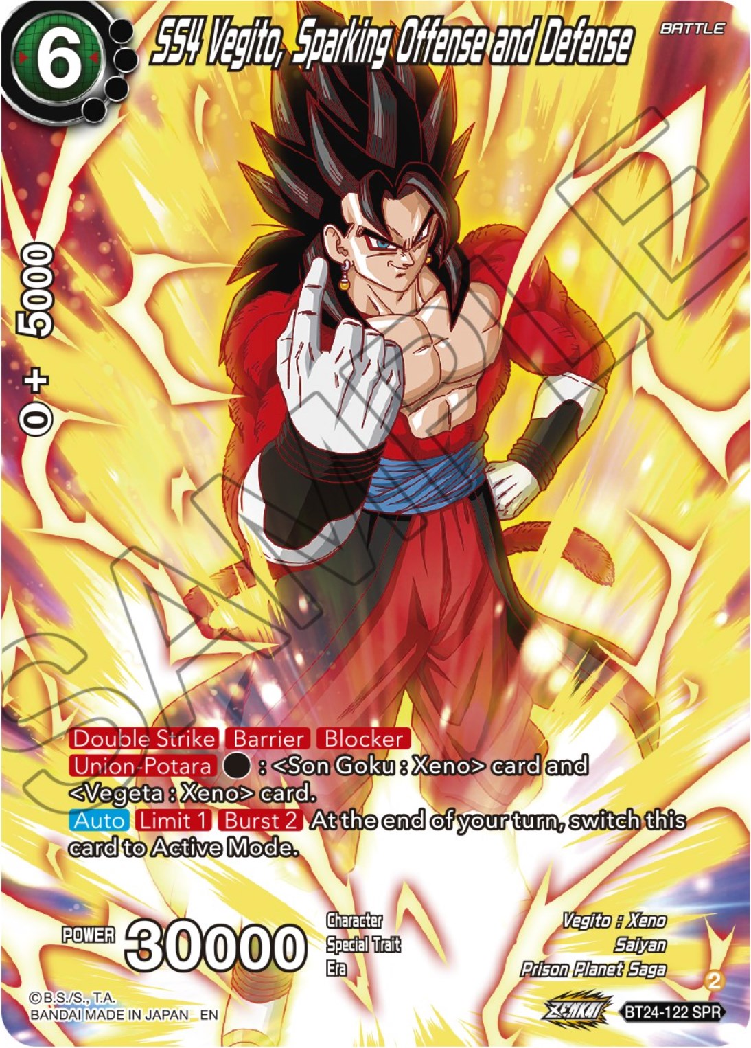 SS4 Vegito, Sparking Offense and Defense (SPR) (BT24-122) [Beyond Generations] | North Valley Games