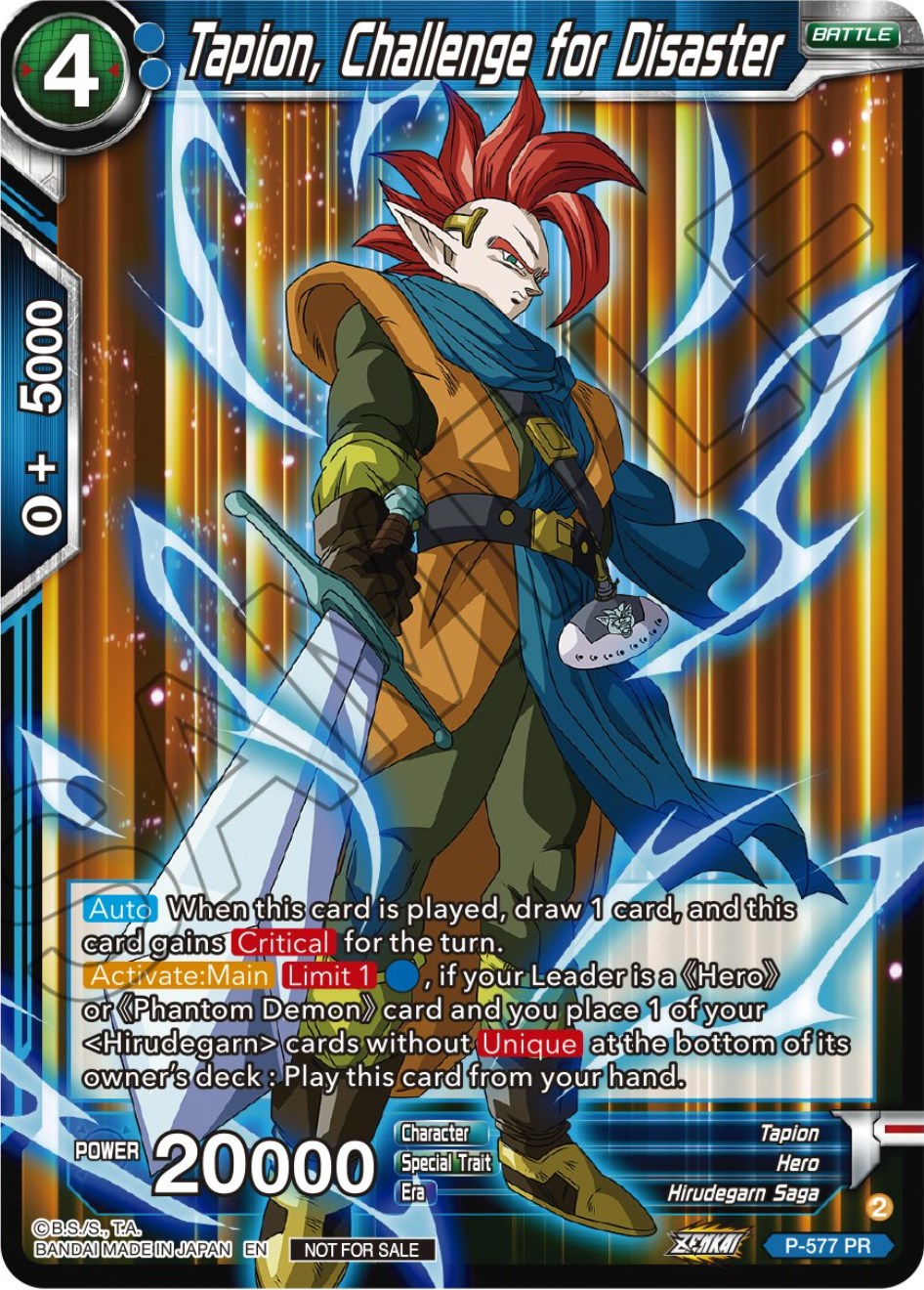 Tapion, Challenge for Disaster (Zenkai Series Tournament Pack Vol.7) (P-577) [Tournament Promotion Cards] | North Valley Games