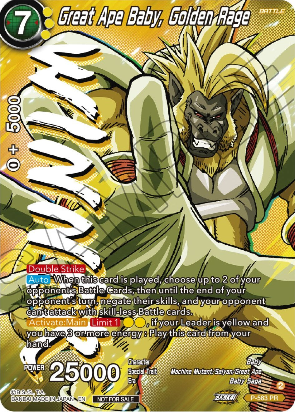 Great Ape Baby, Golden Rage (Zenkai Series Tournament Pack Vol.7) (Winner) (P-583) [Tournament Promotion Cards] | North Valley Games