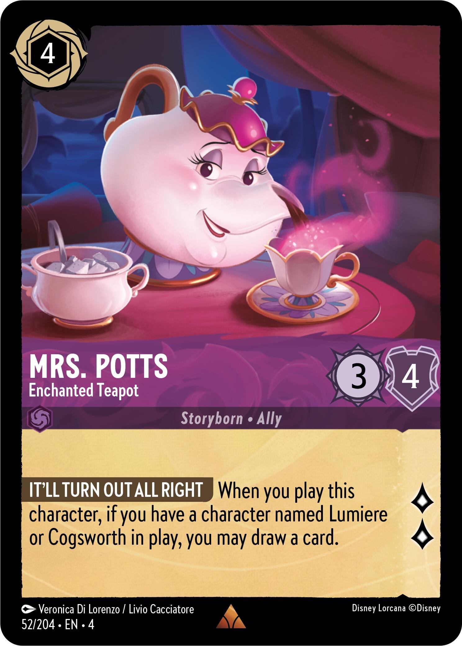 Mrs. Potts - Enchanted Teapot (52/204) [Ursula's Return] | North Valley Games