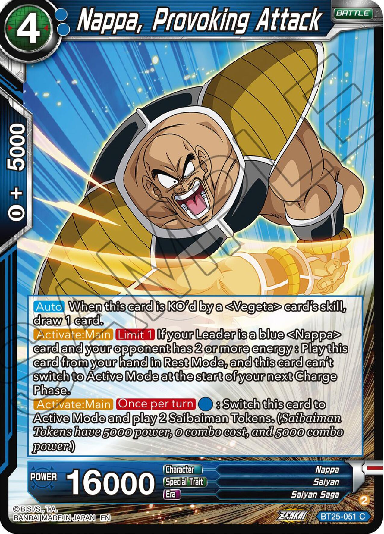 Nappa, Provoking Attack (BT25-051) [Legend of the Dragon Balls] | North Valley Games