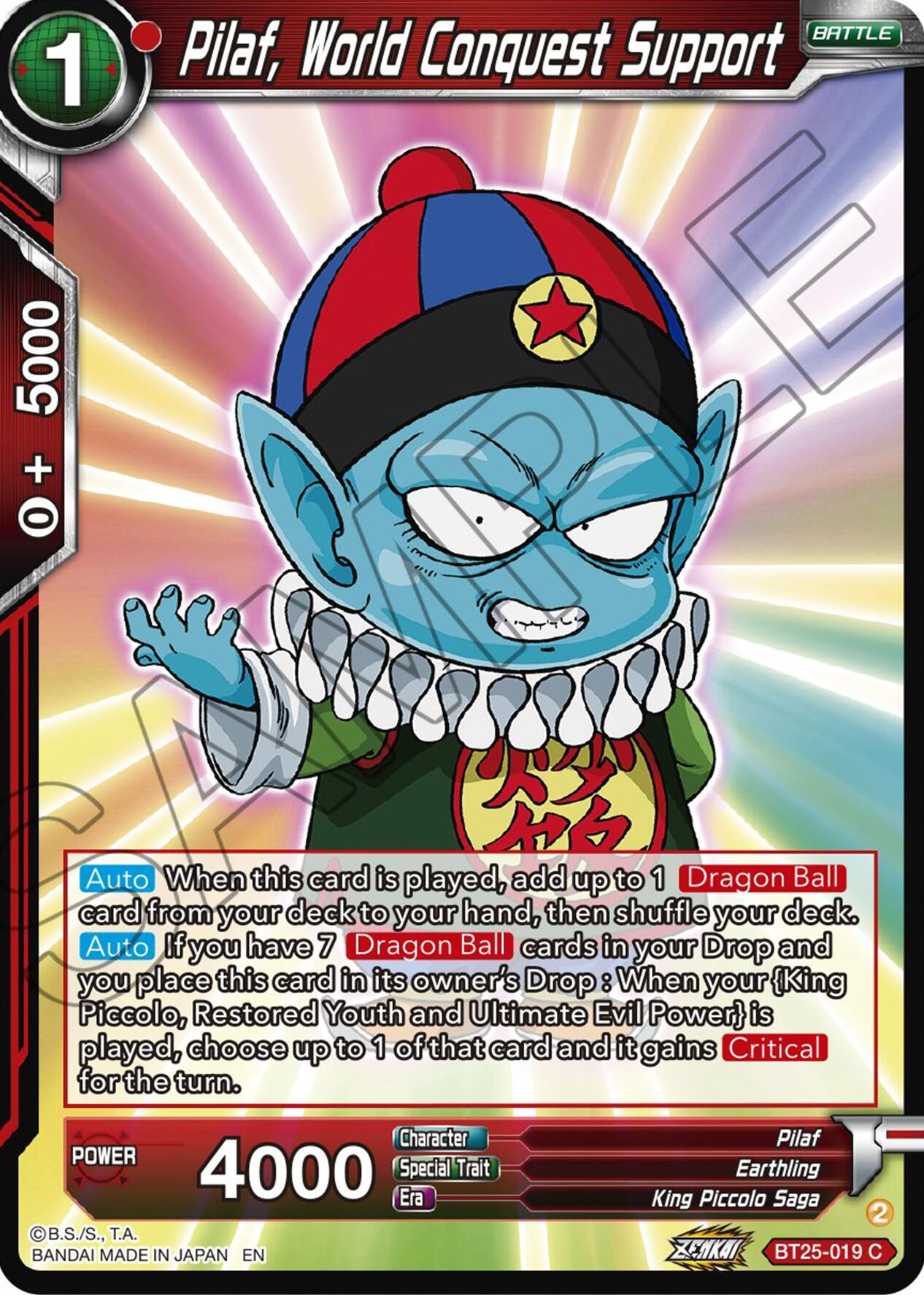 Pilaf, World Conquest Support (BT25-019) [Legend of the Dragon Balls] | North Valley Games