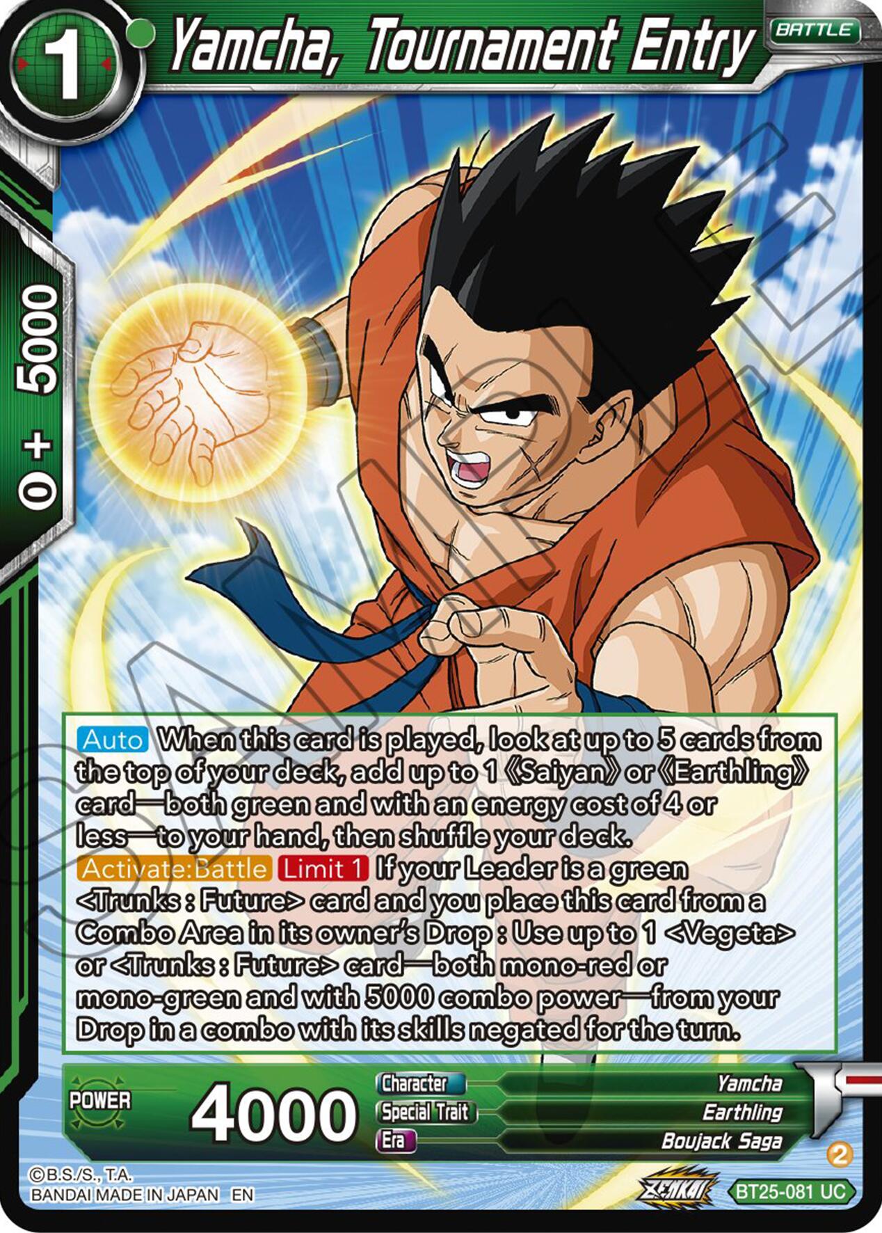 Yamcha, Tournament Entry (BT25-081) [Legend of the Dragon Balls] | North Valley Games