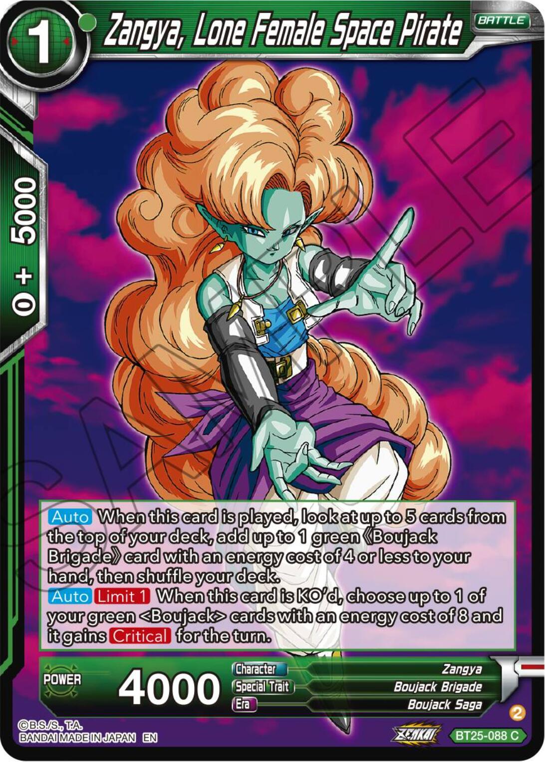 Zangya, Lone Female Space Pirate (BT25-088) [Legend of the Dragon Balls] | North Valley Games