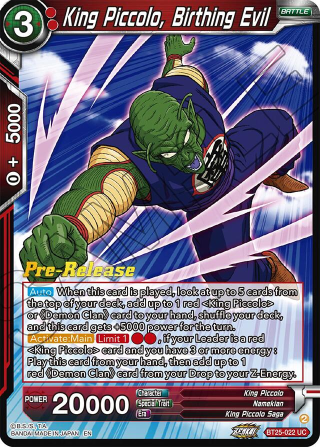 King Piccolo, Birthing Evil (BT25-022) [Legend of the Dragon Balls Prerelease Promos] | North Valley Games