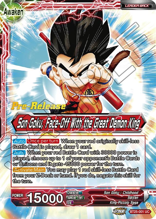 Son Goku // Son Goku Face-Off With the Great Demon King (BT25-001) [Legend of the Dragon Balls Prerelease Promos] | North Valley Games