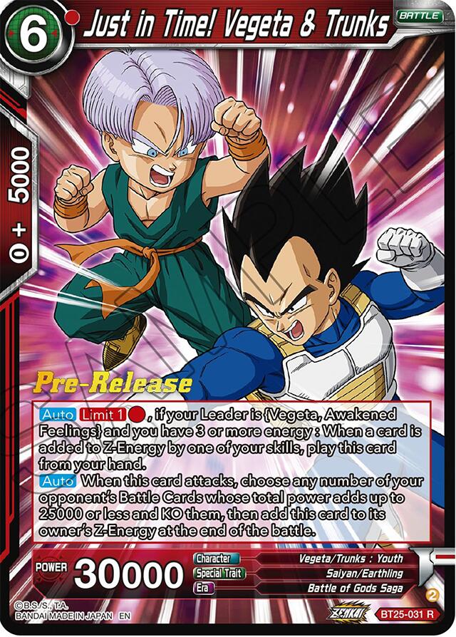 Just in Time! Vegeta & Trunks (BT25-031) [Legend of the Dragon Balls Prerelease Promos] | North Valley Games