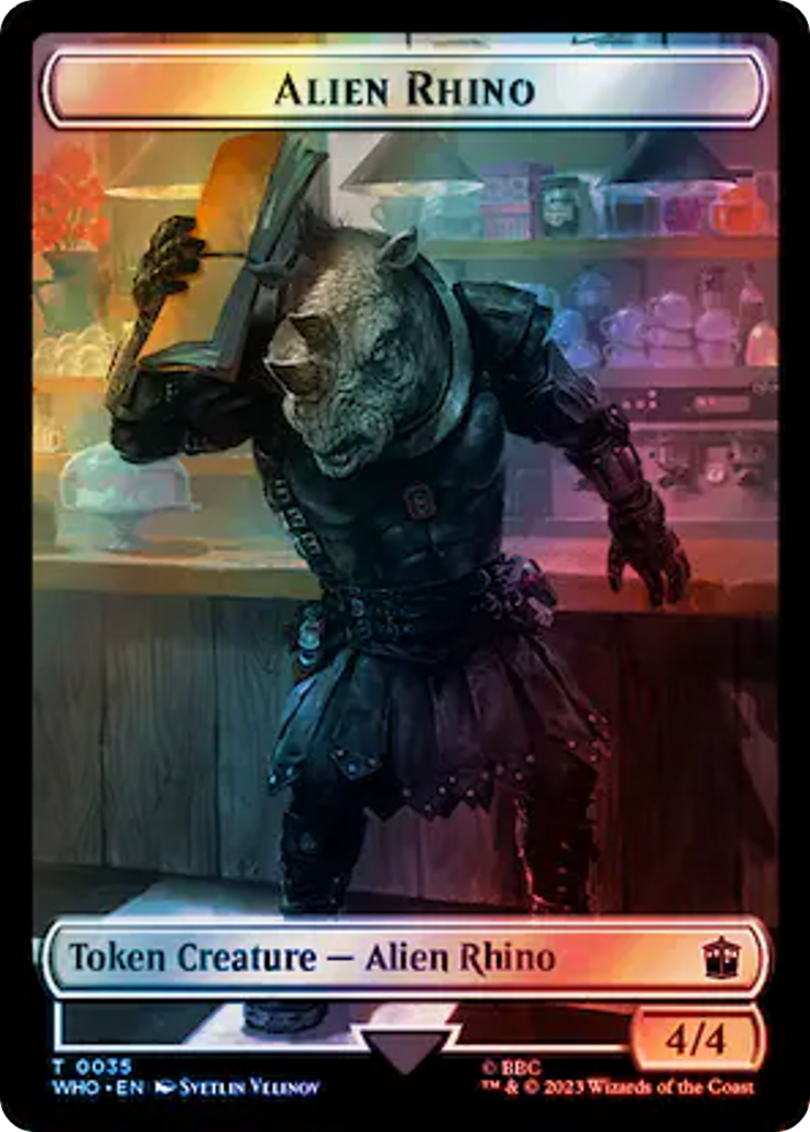 Alien Rhino // Treasure (0060) Double-Sided Token (Surge Foil) [Doctor Who Tokens] | North Valley Games