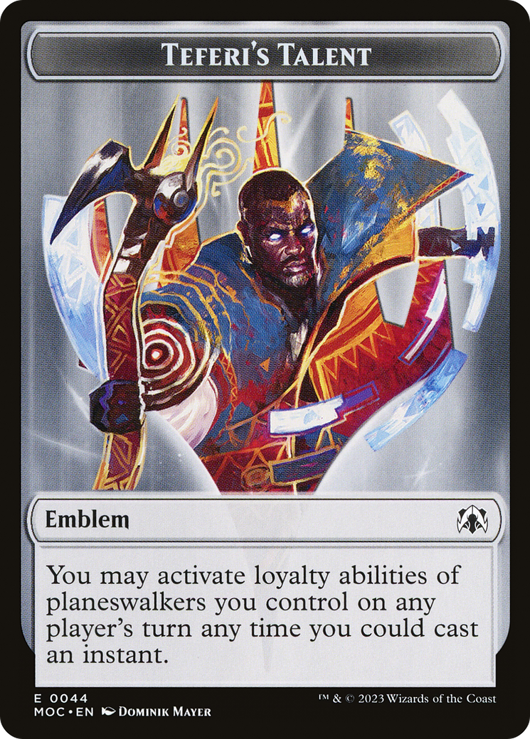 First Mate Ragavan // Teferi's Talent Emblem Double-Sided Token [March of the Machine Commander Tokens] | North Valley Games