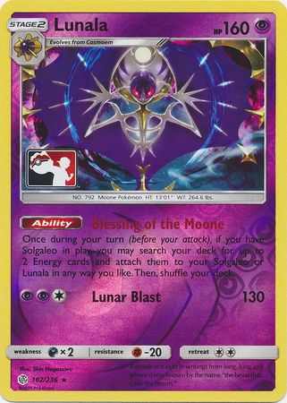 Lunala (102/236) (Pokemon Club Special Print) [Sun & Moon: Cosmic Eclipse] | North Valley Games