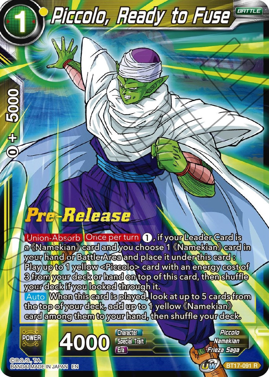 Piccolo, Ready to Fuse (BT17-091) [Ultimate Squad Prerelease Promos] | North Valley Games