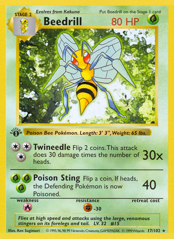 Beedrill (17/102) (Shadowless) [Base Set 1st Edition] | North Valley Games