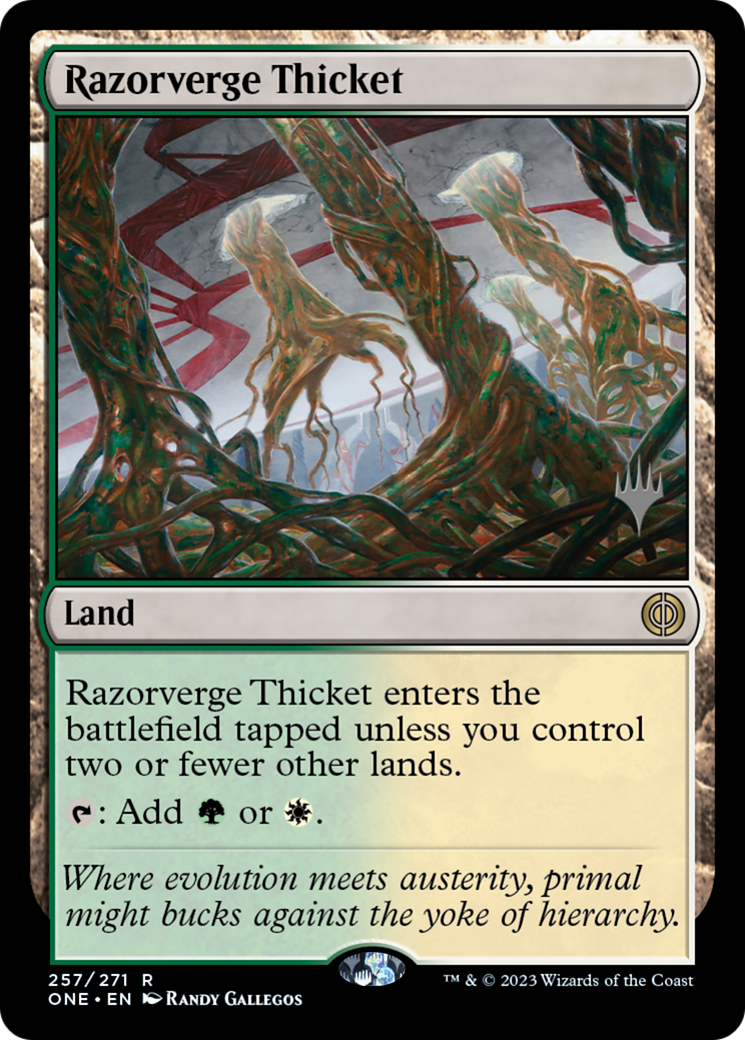 Razorverge Thicket (Promo Pack) [Phyrexia: All Will Be One Promos] | North Valley Games