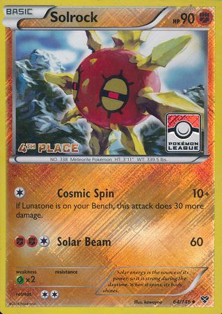 Solrock (64/146) (4th Place League Challenge Promo) [XY: Base Set] | North Valley Games