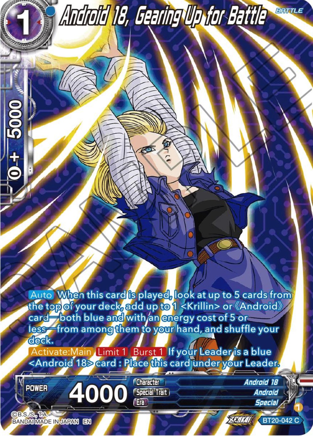 Android 18, Gearing Up for Battle (Silver Foil) (BT20-042) [Power Absorbed] | North Valley Games