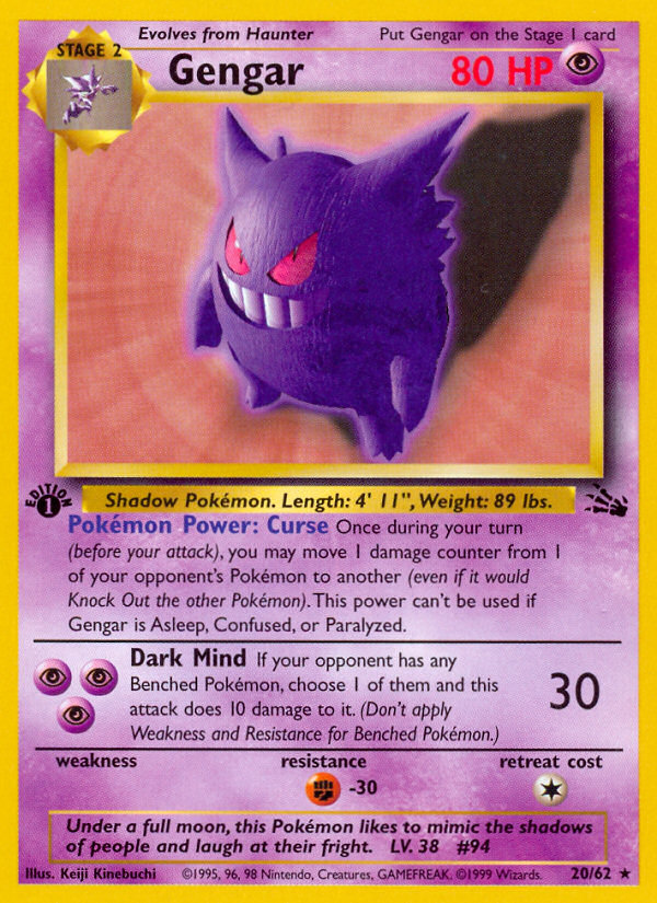 Gengar (20/62) [Fossil 1st Edition] | North Valley Games