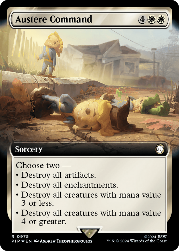 Austere Command (Extended Art) (Surge Foil) [Fallout] | North Valley Games