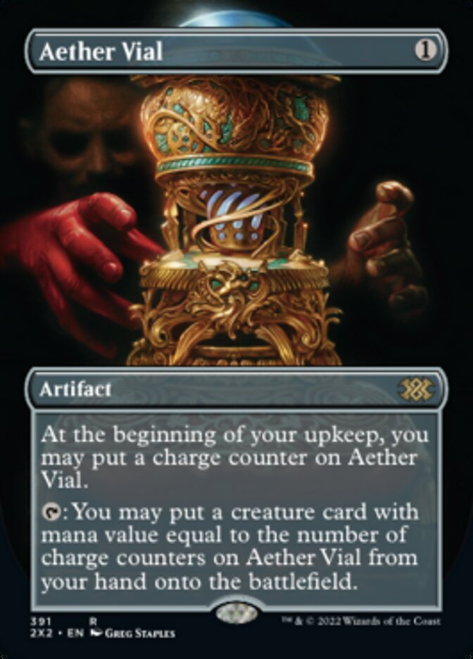 Aether Vial (Borderless Alternate Art) [Double Masters 2022] | North Valley Games