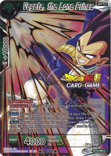 Vegeta, the Lone Prince (Card Game Fest 2022) (BT10-068) [Tournament Promotion Cards] | North Valley Games