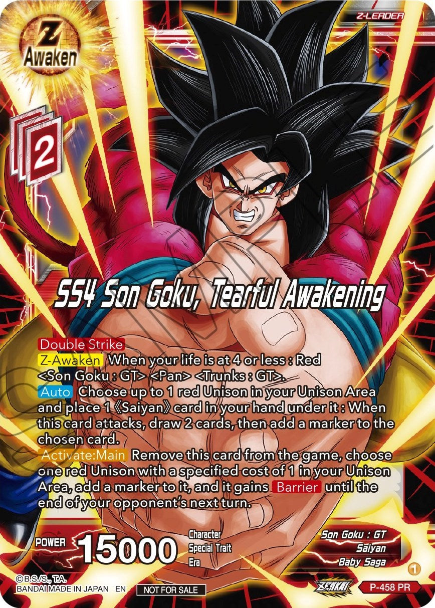 SS4 Son Goku, Tearful Awakening (Z03 Dash Pack) (P-458) [Promotion Cards] | North Valley Games