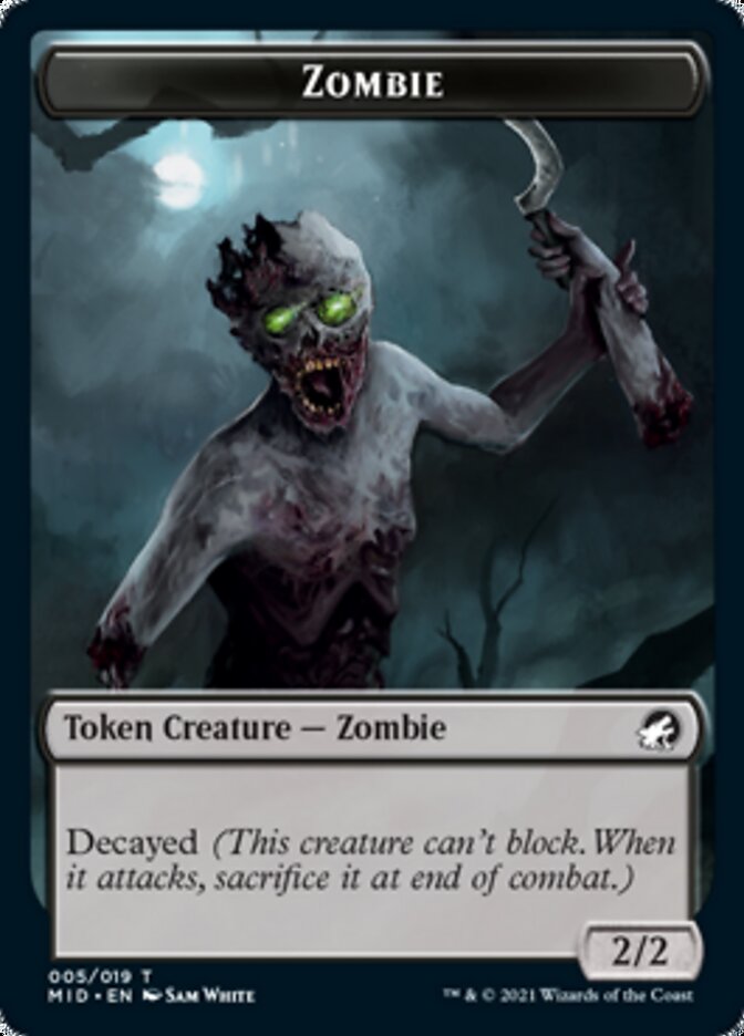 Zombie (005) // Wrenn and Seven Emblem Double-Sided Token [Innistrad: Midnight Hunt Tokens] | North Valley Games