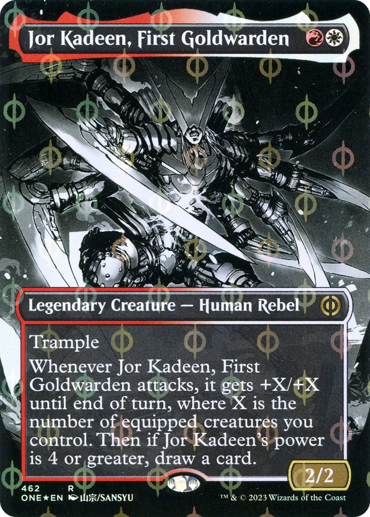 Jor Kadeen, First Goldwarden (Borderless Manga Step-and-Compleat Foil) [Phyrexia: All Will Be One] | North Valley Games