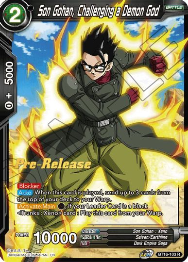 Son Gohan, Challenging a Demon God (BT16-103) [Realm of the Gods Prerelease Promos] | North Valley Games