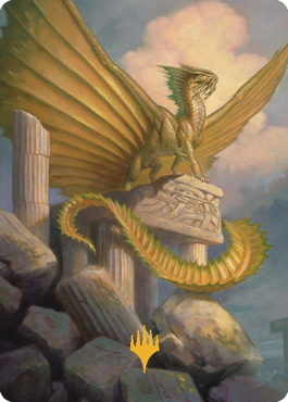 Ancient Gold Dragon Art Card (05) (Gold-Stamped Signature) [Commander Legends: Battle for Baldur's Gate Art Series] | North Valley Games