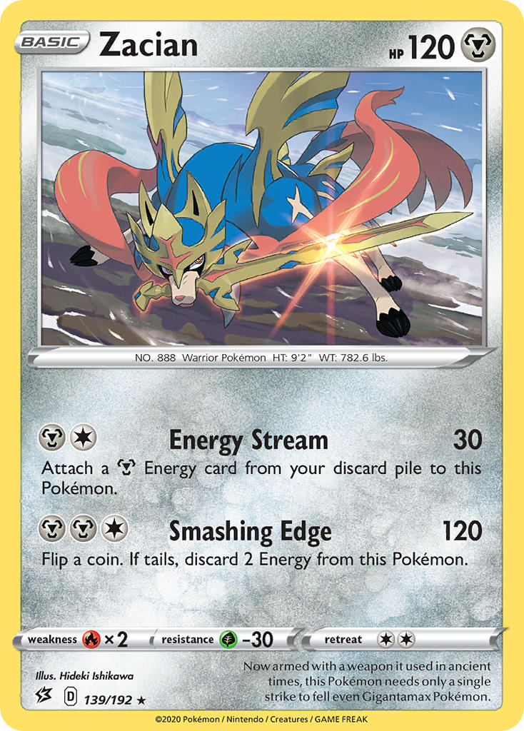 Zacian (139/192) (Cracked Ice Holo) (Theme Deck Exclusives) [Sword & Shield: Rebel Clash] | North Valley Games