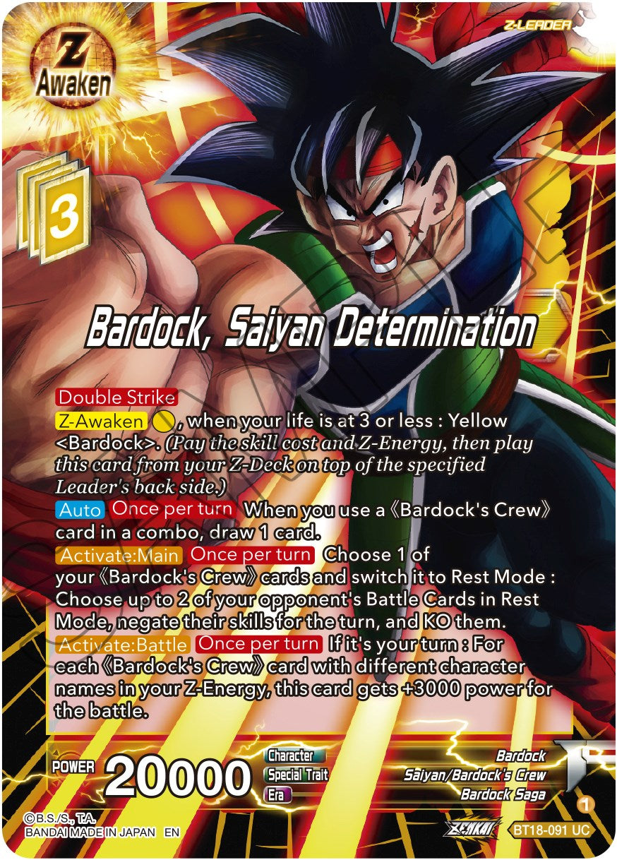 Bardock, Saiyan Determination (BT18-091) [Dawn of the Z-Legends] | North Valley Games