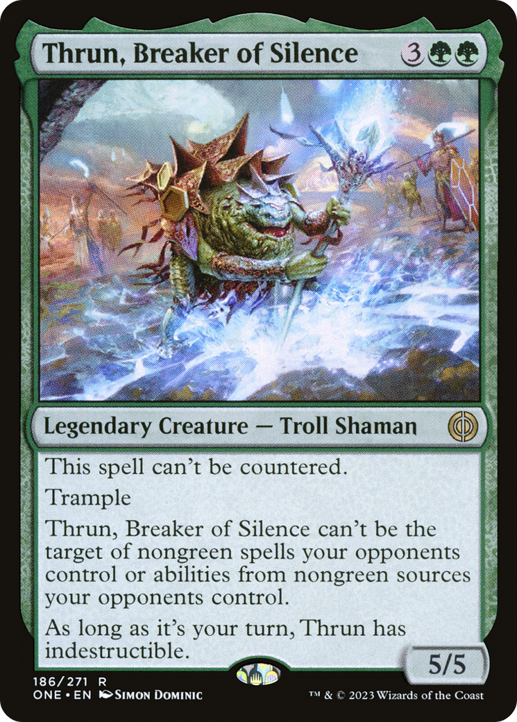 Thrun, Breaker of Silence [Phyrexia: All Will Be One Prerelease Promos] | North Valley Games