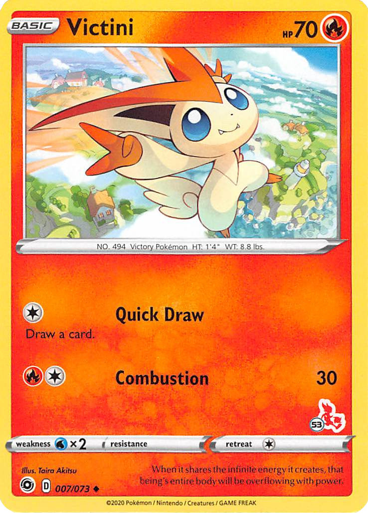 Victini (007/073) (Cinderace Stamp #53) [Battle Academy 2022] | North Valley Games