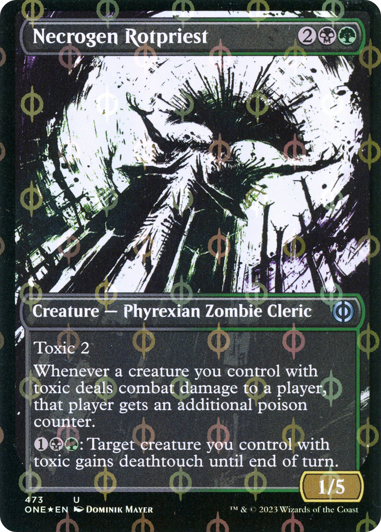 Necrogen Rotpriest (Borderless Ichor Step-and-Compleat Foil) [Phyrexia: All Will Be One] | North Valley Games