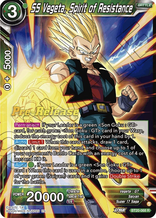 SS Vegeta, Spirit of Resistance (BT20-068) [Power Absorbed Prerelease Promos] | North Valley Games
