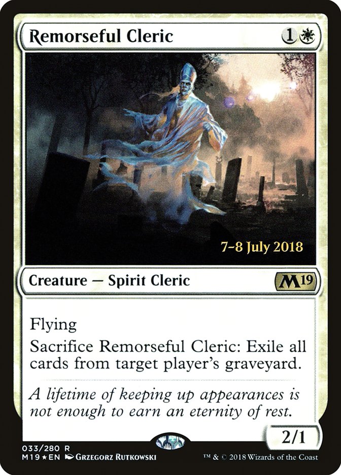 Remorseful Cleric [Core Set 2019 Prerelease Promos] | North Valley Games