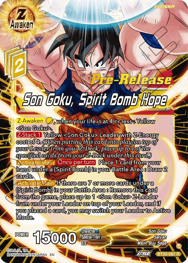 Son Goku, Spirit Bomb Hope (BT20-087) [Power Absorbed Prerelease Promos] | North Valley Games