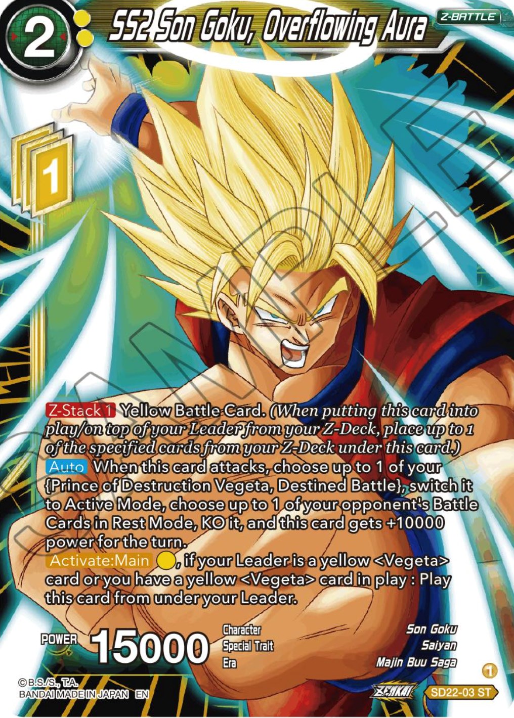 SS2 Son Goku, Overflowing Aura (Starter Deck Exclusive) (SD22-03) [Power Absorbed] | North Valley Games