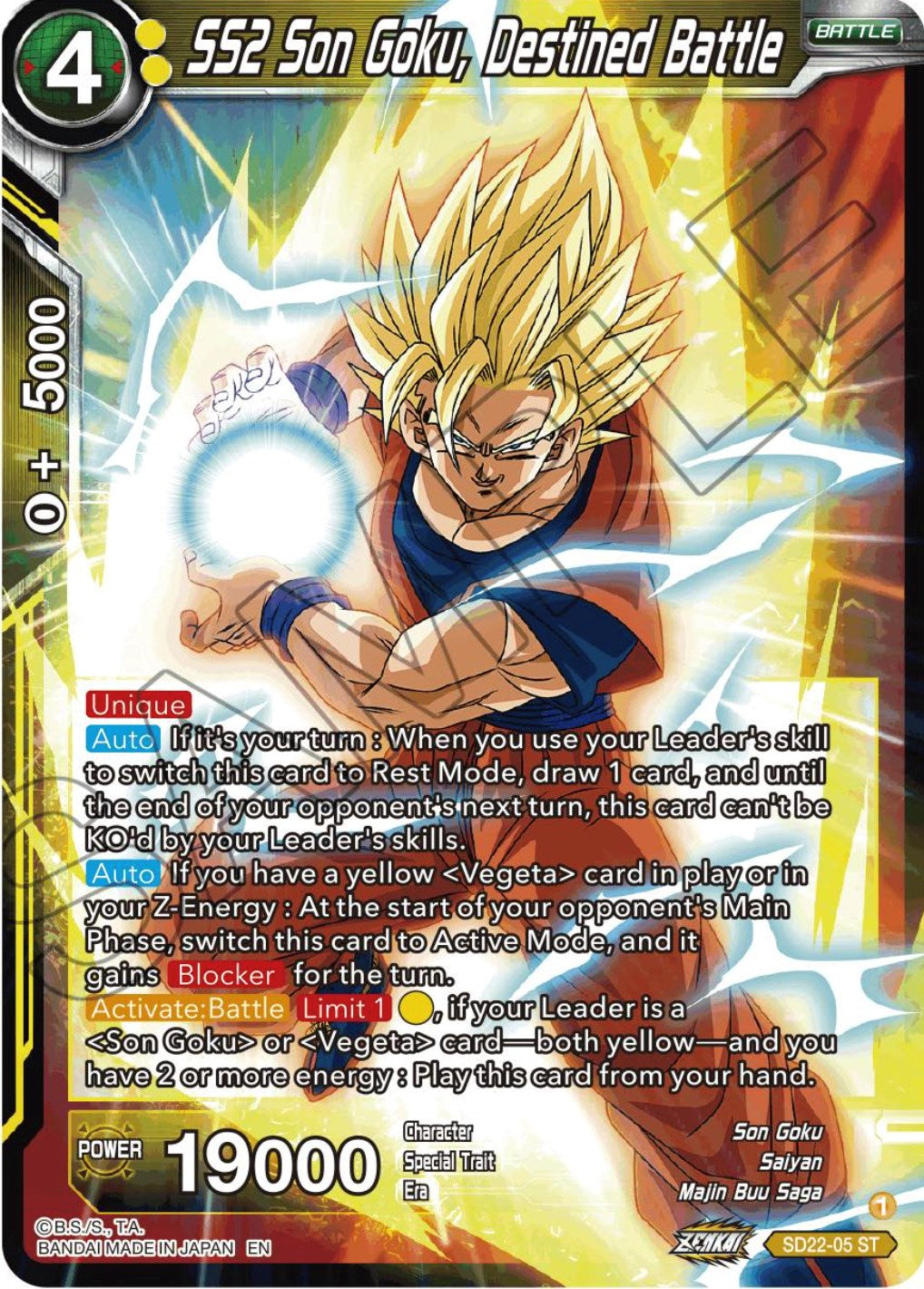SS2 Son Goku, Destined Battle (Starter Deck Exclusive) (SD22-05) [Power Absorbed] | North Valley Games