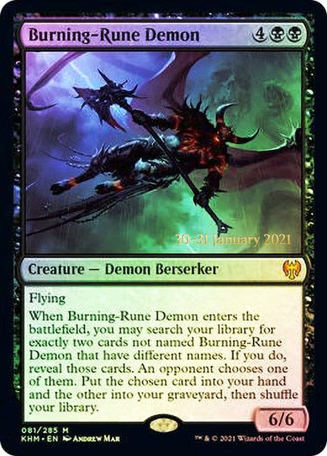 Burning-Rune Demon [Kaldheim Prerelease Promos] | North Valley Games