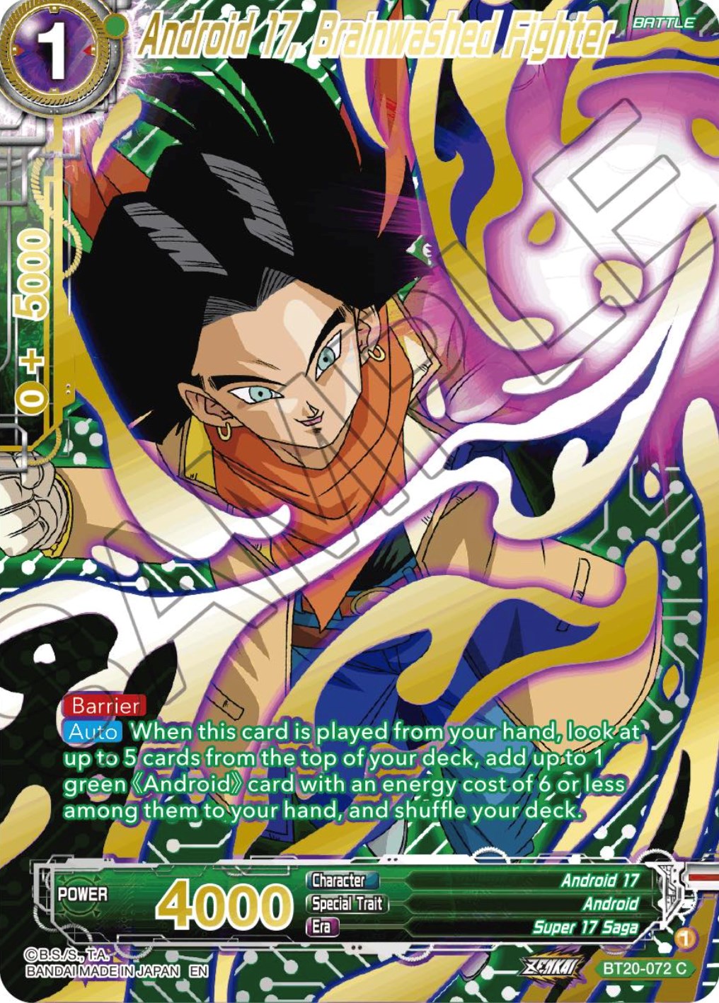 Android 17, Brainwashed Fighter (Gold-Stamped) (BT20-072) [Power Absorbed] | North Valley Games