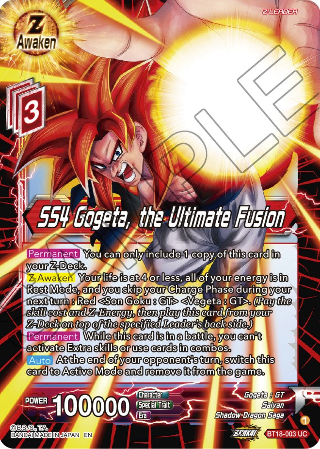 SS4 Gogeta, the Ultimate Fusion (BT18-003) [Dawn of the Z-Legends] | North Valley Games