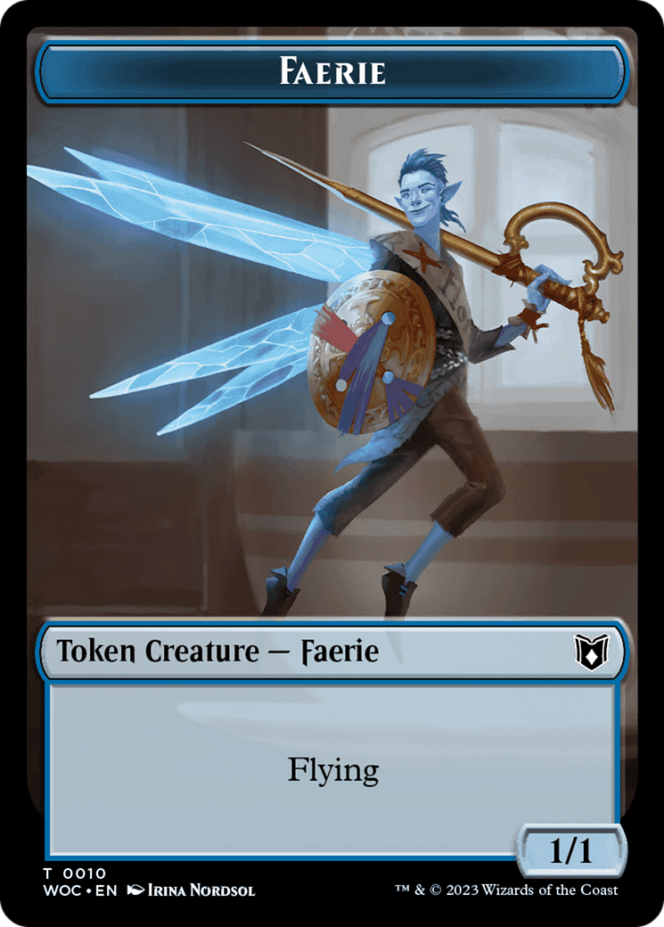 Faerie // Saproling Double-Sided Token [Wilds of Eldraine Commander Tokens] | North Valley Games