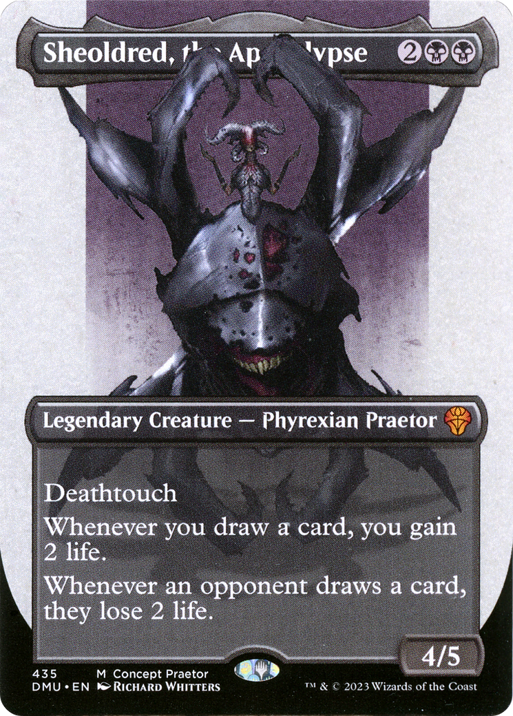 Sheoldred, the Apocalypse (Borderless Concept Praetors) [Phyrexia: All Will Be One] | North Valley Games